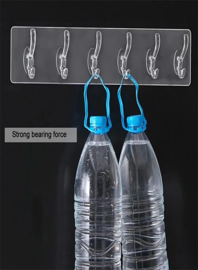 FLORISCA Multi-Purpose Self Adhesive Rail Hook Heavy-Duty No-Drill Wall Hooks for Kitchen, Bathroom & Door | Waterproof Towel, Cloth & Key Hanger Rack (6 Hooks Hanger-1 Pcs) - Image 3